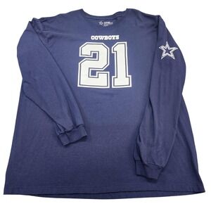 Dallas Cowboys Shirt Mens 2XL Long Sleeve Blue NFL Elliott 21 Cowboys Authentic